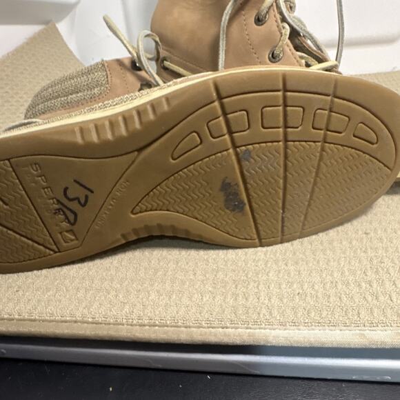 Sperry Top Sider Plaid Lined Lace-Up Mid-Calf Brown Leather Bootie Women - Picture 5 of 5